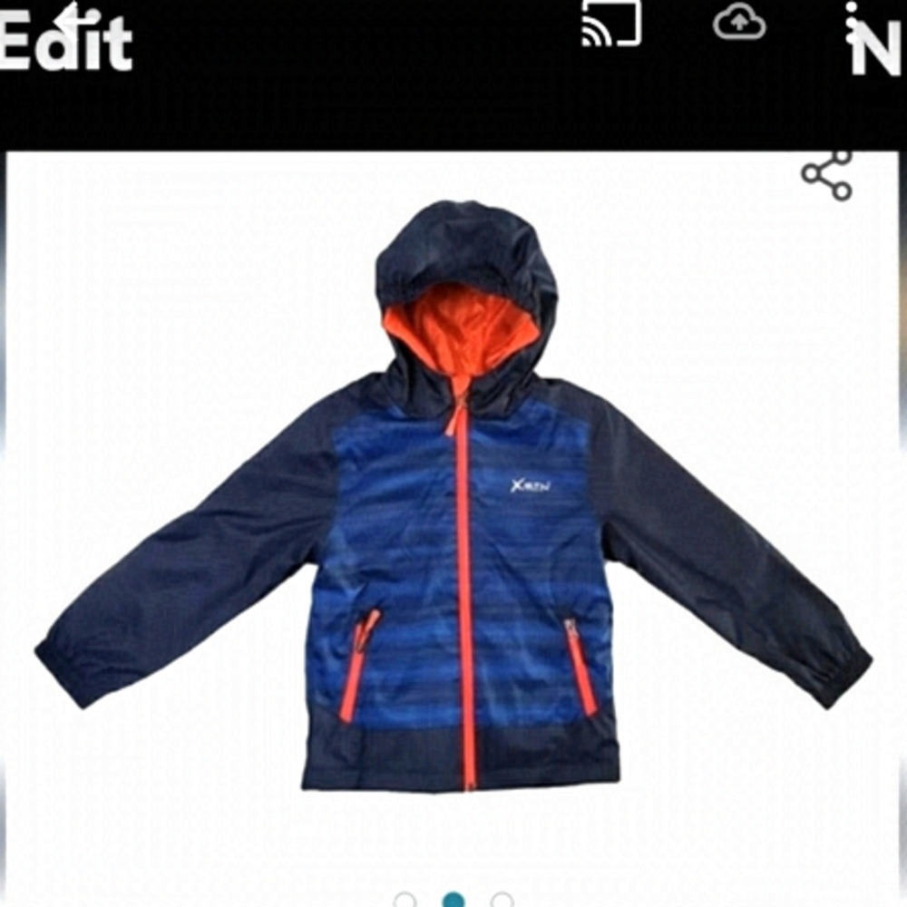 Boys Fleece lined Light Rain Jacket, Fall Spring Blue XMTN Boys Size 4/5